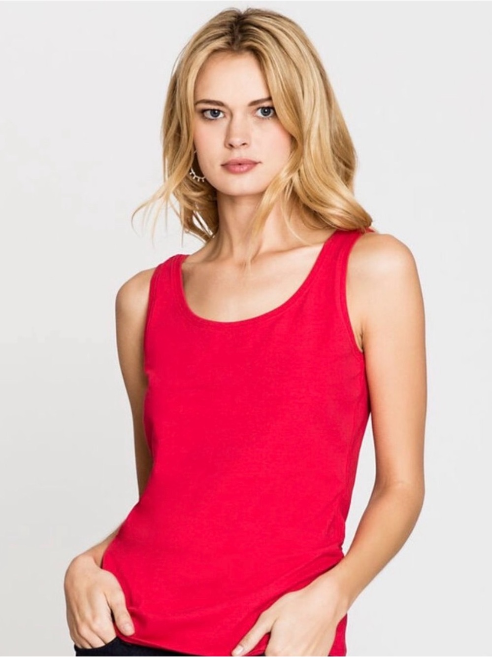 Nic + Zoe Red Cotton Scoop Neck Tank Top‎ M